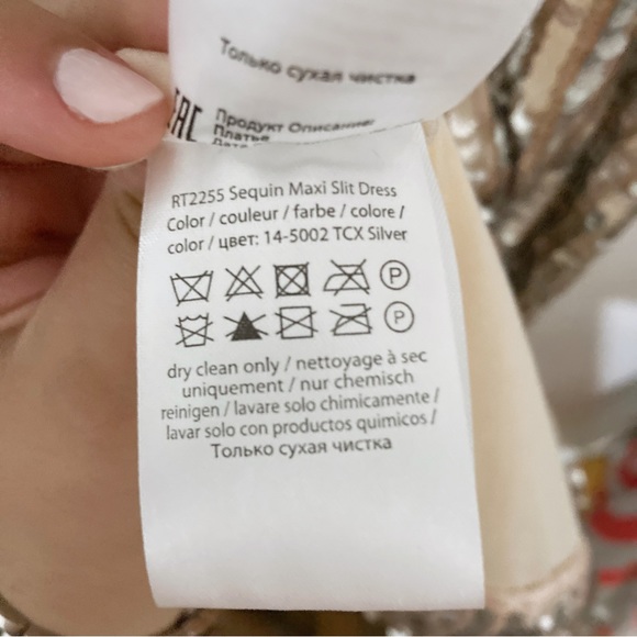 Rotate Birger Christensen Sierina Dress Silver Sequin Puff Sleeve Midi Size 6 - Picture 12 of 16